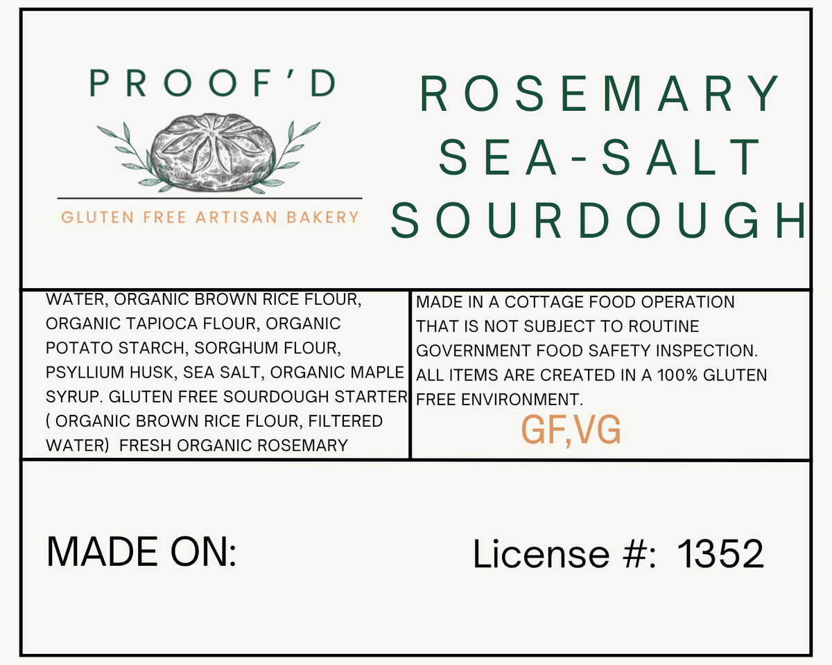 Rosemary Sea Salt Sourdough Loaf (GF, VG)