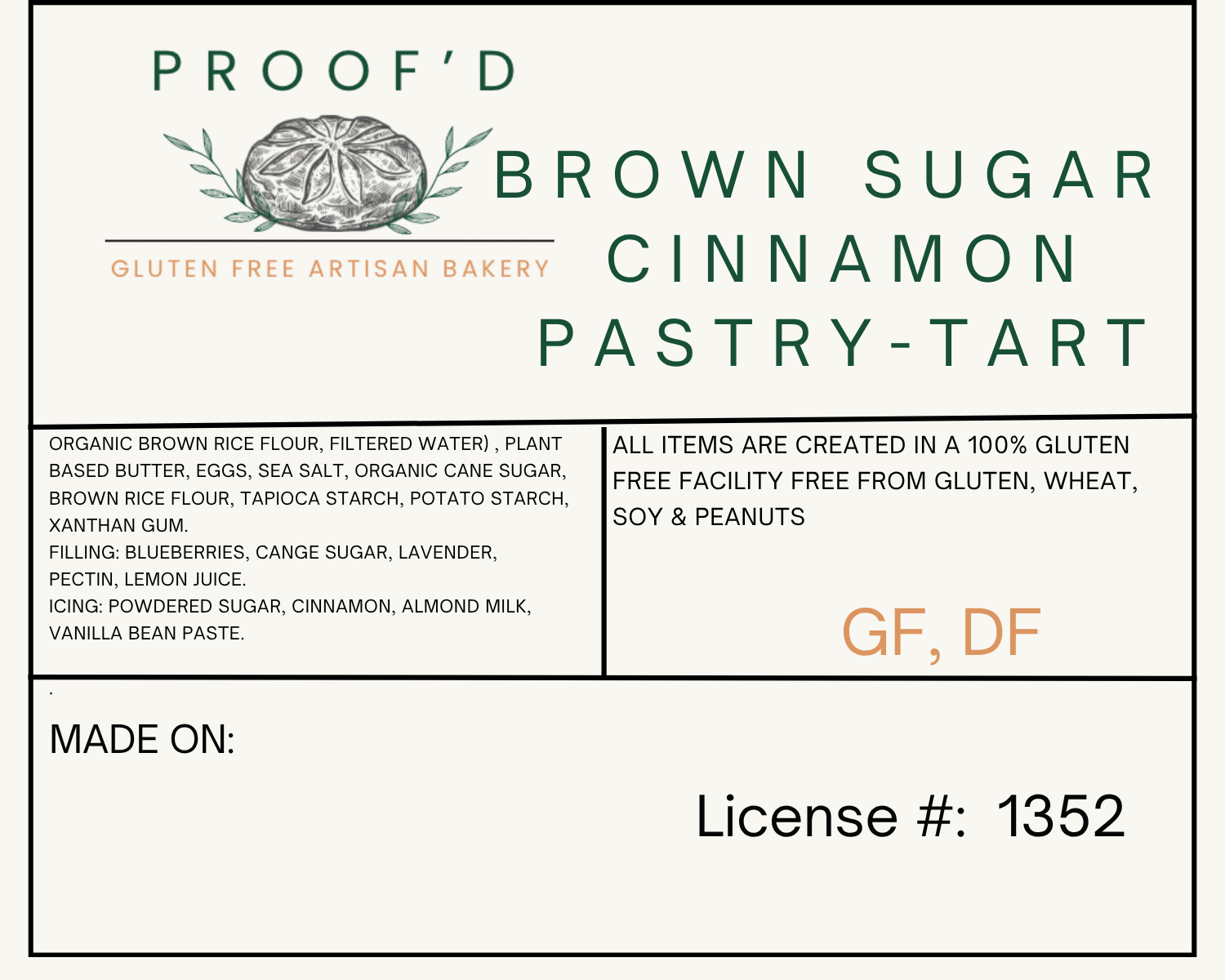 Brown Sugar Cinnamon Pastry Tart (GF, DF)