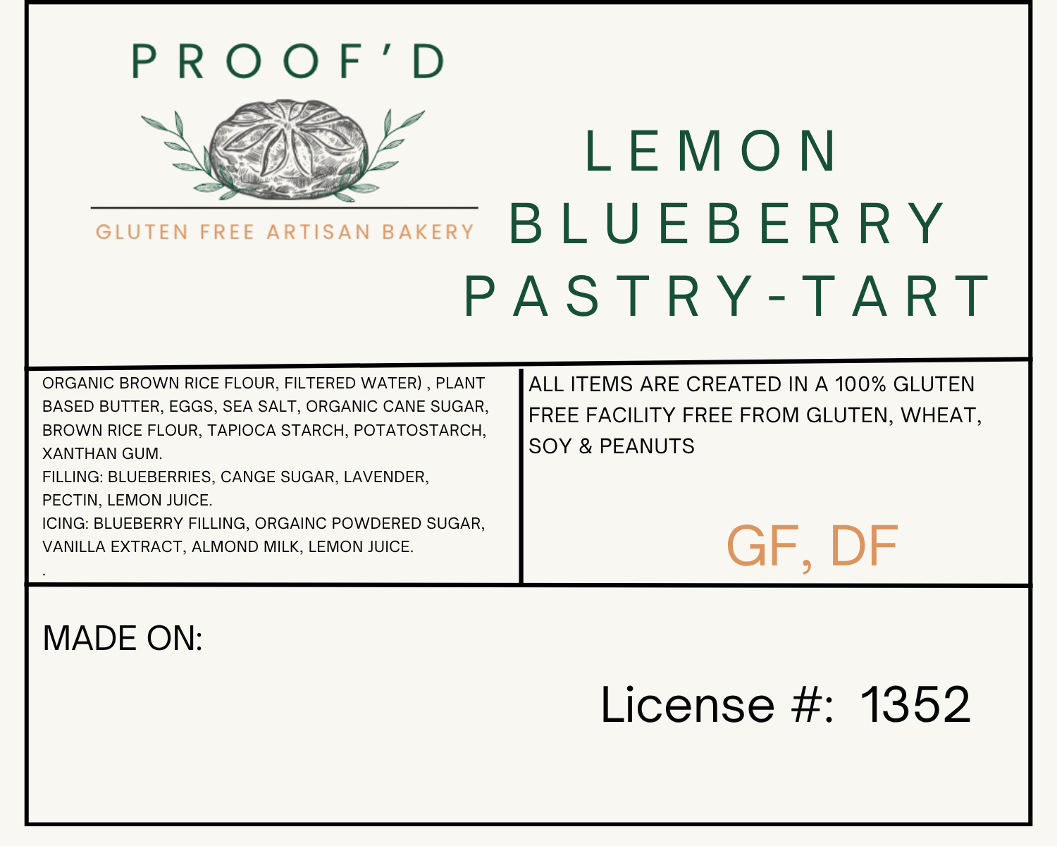 Lemon Blueberry Pastry Tart (GF, DF)